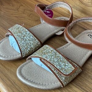 Brown & Gold Glitter Strap Sandals